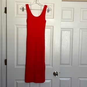 Amazon The Drop Red/Orange Rib Midi Dress XXS